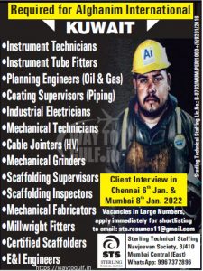 Required for Alghanim International – KUWAIT