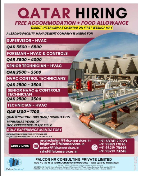 QATAR HIRING | FREE ACCOMMODATION + FOOD ALLOWANCE