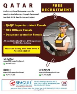 An International Company urgently requires the following Female Personnel for their Oil & Gas |Shutdown Project| FREE RECRUITMENT