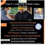 Hiring for a Leading Facility Maintenance Company- Saudi Arabia