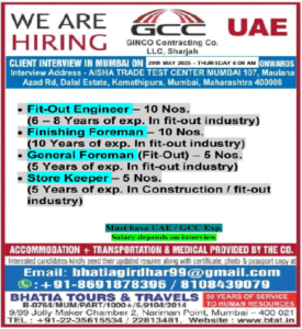 🏗️ We Are Hiring – UAE GCC Ginco Contracting Co. LLC, Sharjah