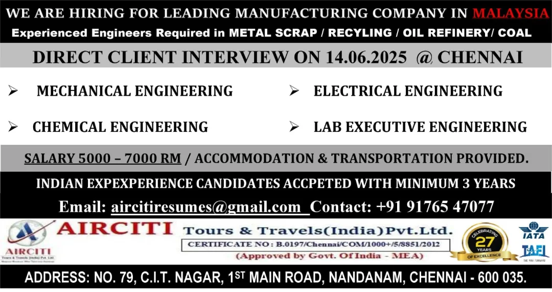 Exciting Engineering Opportunities in Malaysia with a Leading Manufacturing Company!
