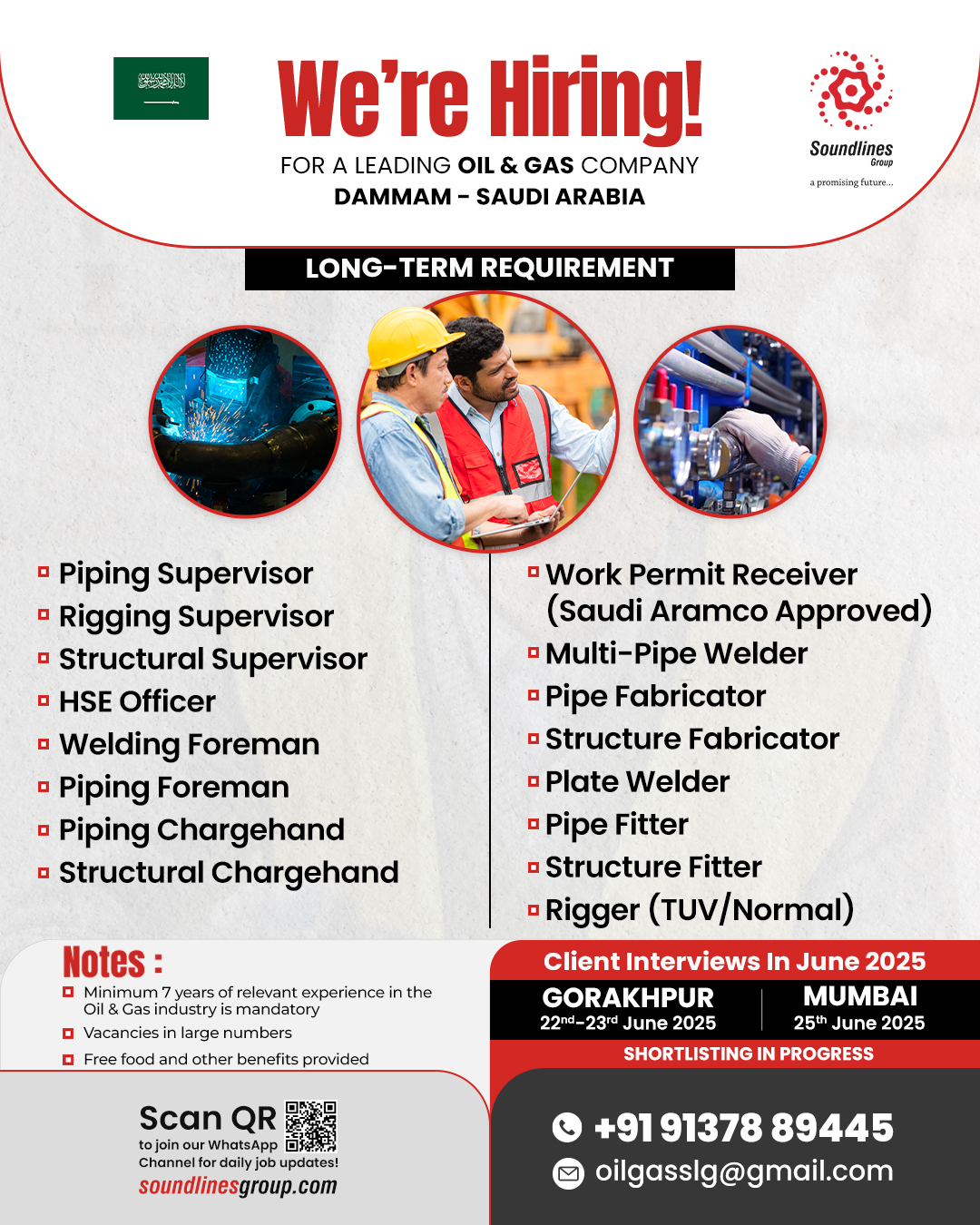 🌟 We’re Hiring! Long-Term Roles in Dammam – Saudi Arabia (Oil & Gas Industry)