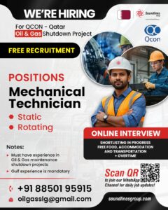 🚀 We’re Hiring! For QCON – Qatar Oil & Gas Shutdown Project