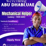 🛠️ Hiring Now: Mechanical Helper – Abu Dhabi, UAE 🇦🇪