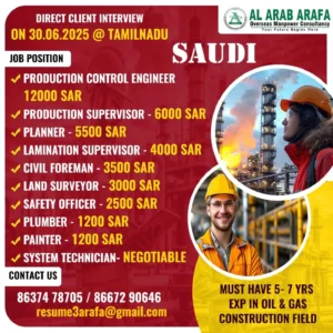 🌍 Urgent Job Openings in Saudi Arabia – Oil & Gas Sector | Interview on 30th June 2025