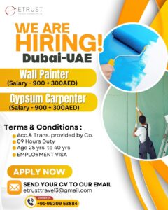 🎨 Now Hiring in Dubai – Wall Painters & Gypsum Carpenters 🇦🇪