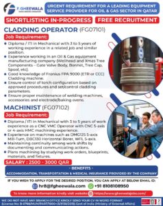 🔧 Urgently Required for Oil & Gas Sector – Qatar