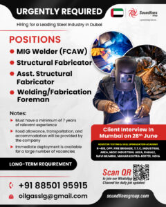 🚨 Urgently Required: Skilled Professionals for Steel Industry in Dubai