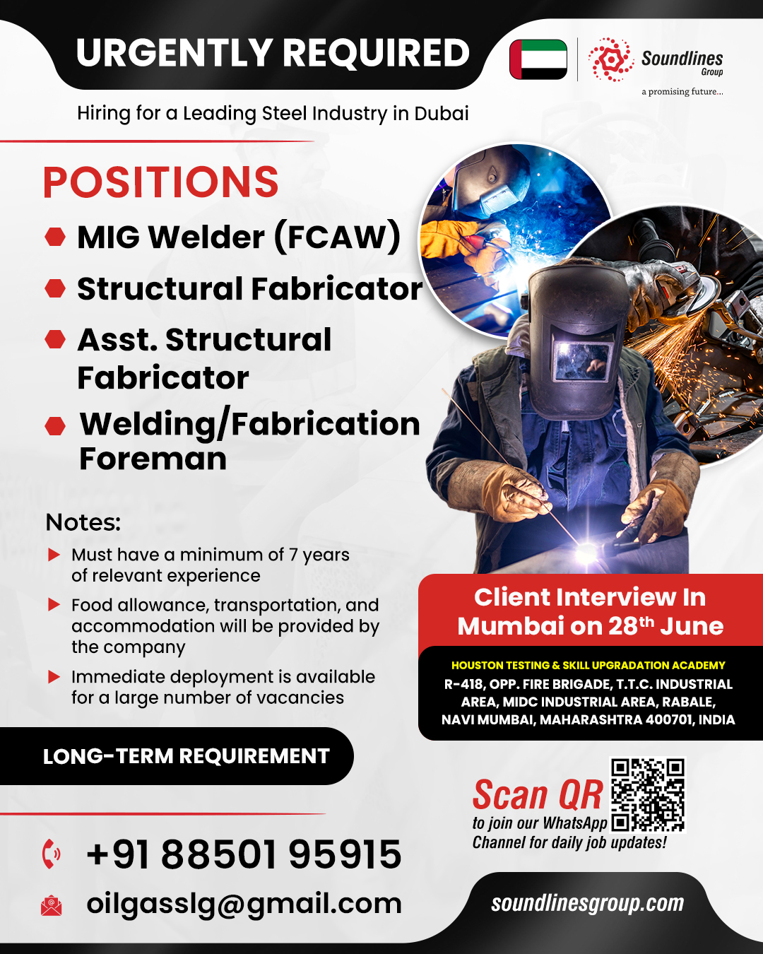 🚨 Urgently Required: Skilled Professionals for Steel Industry in Dubai