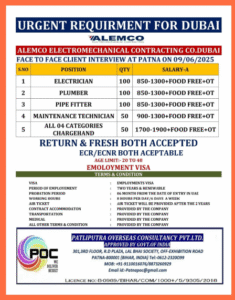 ✈️ Urgent Hiring for Dubai – Alemco Electromechanical Contracting Co.