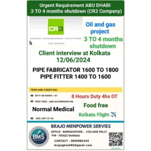 🛠️ Urgent Hiring for Abu Dhabi Shutdown Project – Pipe Fabricators & Fitters