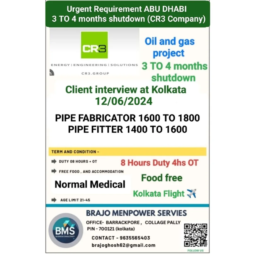 🛠️ Urgent Hiring for Abu Dhabi Shutdown Project – Pipe Fabricators & Fitters
