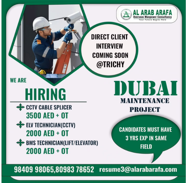 🏗️ Dubai Maintenance Project – Urgent Hiring
