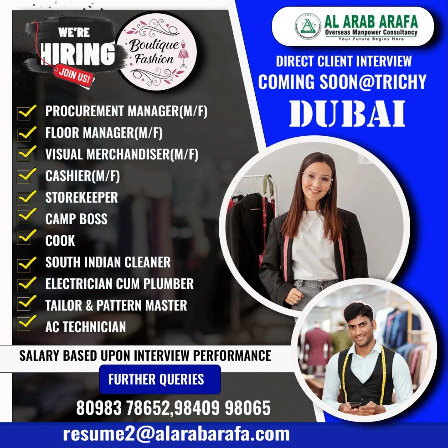 🧵 Boutique Fashion Jobs in Dubai – Apply Now! | Interview in Trichy