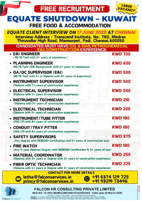 Urgent: Mega Recruitment Drive for EQUATE Shutdown in Kuwait! Free Food & Accommodation! 🇰🇼