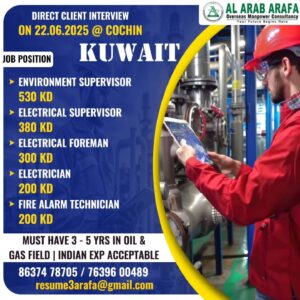 🚀 Urgent Kuwait Hiring – Direct Client Interview @ Cochin on 22nd June 2025!
