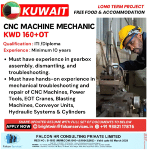 Unlock Your Career in Kuwait: CNC Machine Mechanic for Long-Term Project! 🇰🇼