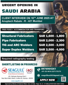 Urgent Opening in Saudi Arabia: Client Interview on June 16th for Welders & Fabricators! 🇸🇦