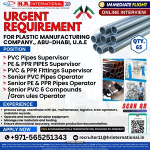 🏭 Urgent Hiring for a Plastic Manufacturing Company in Abu Dhabi, UAE 🇦🇪