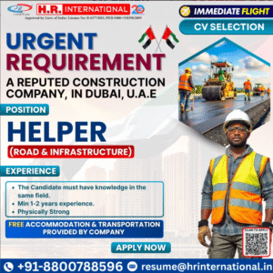 🚨 URGENT REQUIREMENT – DUBAI, U.A.E 🇦🇪 H.R. INTERNATIONAL is hiring for a top reputed construction company in Dubai!