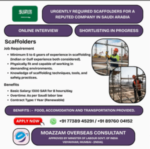🛠️ HIRING SCAFFOLDERS – SAUDI ARABIA 🇸🇦