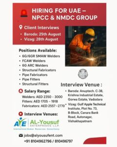 HIRING FOR UAE – NPCC & NMDC GROUP