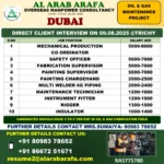 🚨 **Hiring for Dubai – Oil & Gas Maintenance Project | Walk-in Interview in Trichy on 9th August 2025**