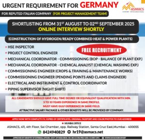 🚨 Urgent Requirement for Germany 🇩🇪 – Project Management Team