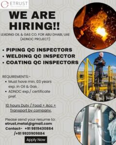 🚨 Hiring for Abu Dhabi, UAE 🇦🇪 – ADNOC Project