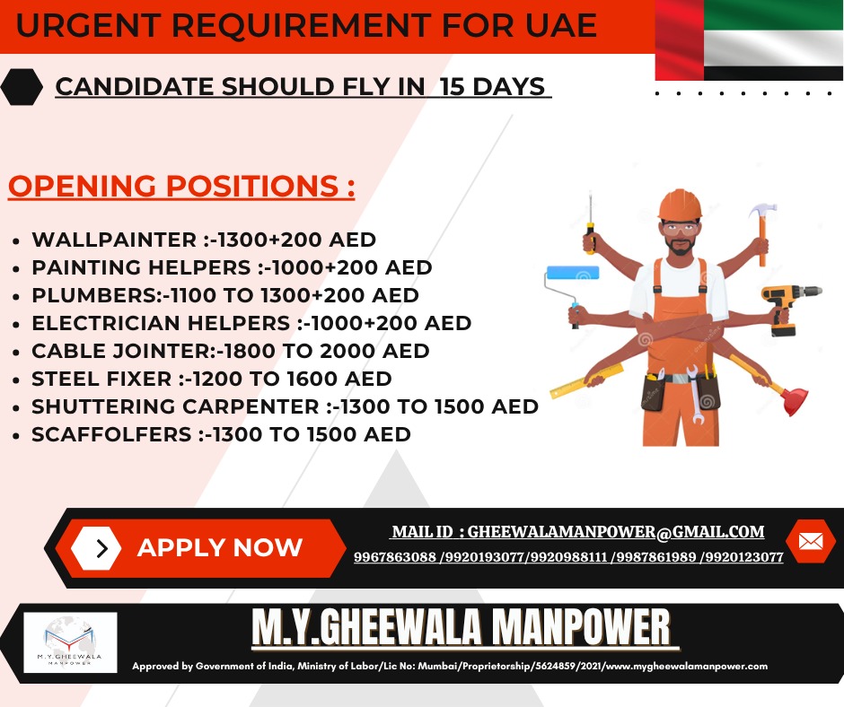🛠️ Urgent Job Opportunities in UAE — Apply Now!🇦🇪