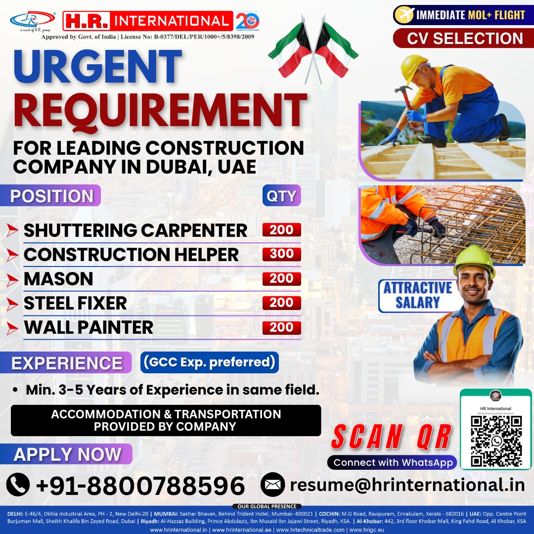 🇦🇪 Build Your Future in Dubai! Urgent Construction Jobs Available! 🏗️