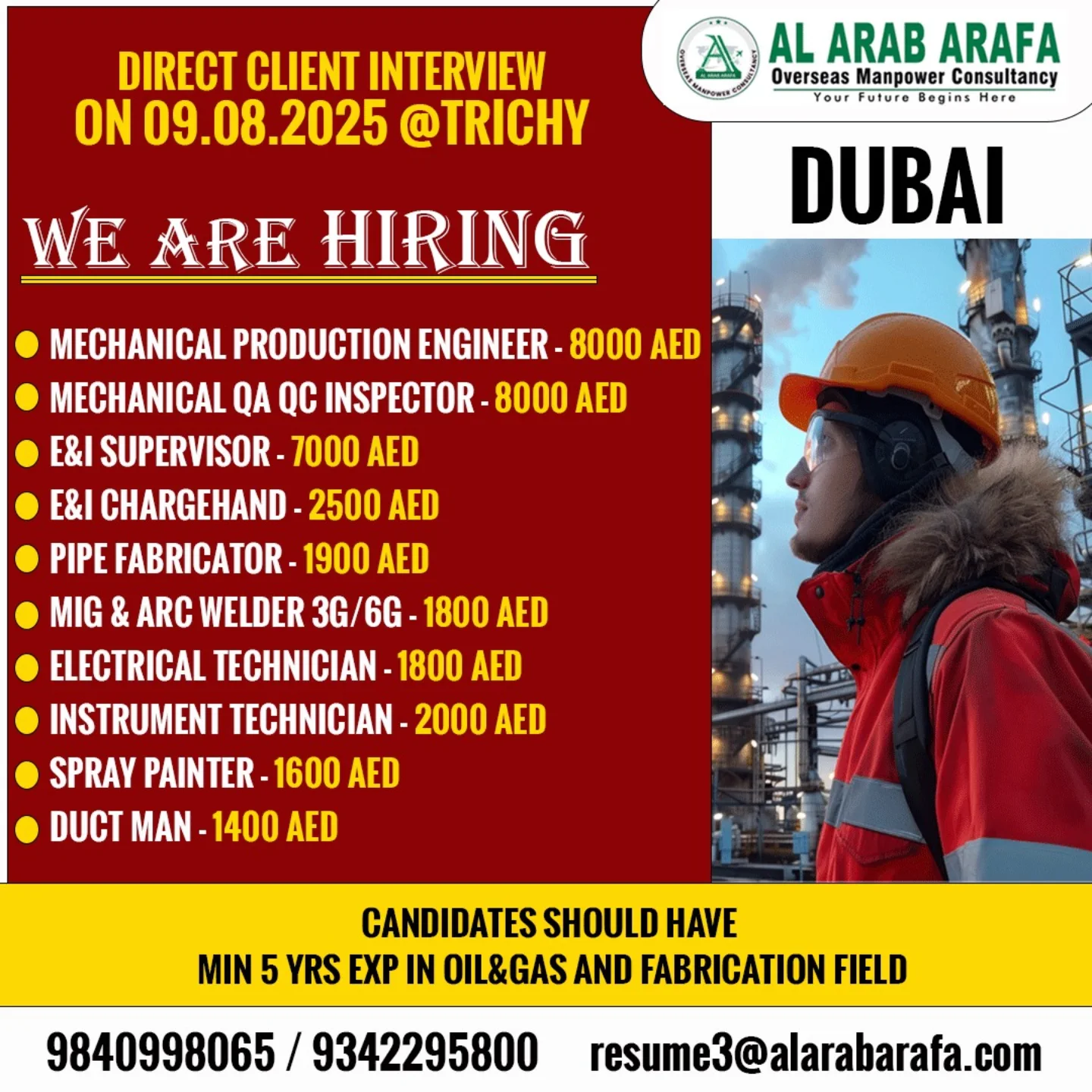 🇦🇪 Your Career Awaits in Dubai! Direct Interview for Oil & Gas Professionals! 🛢️