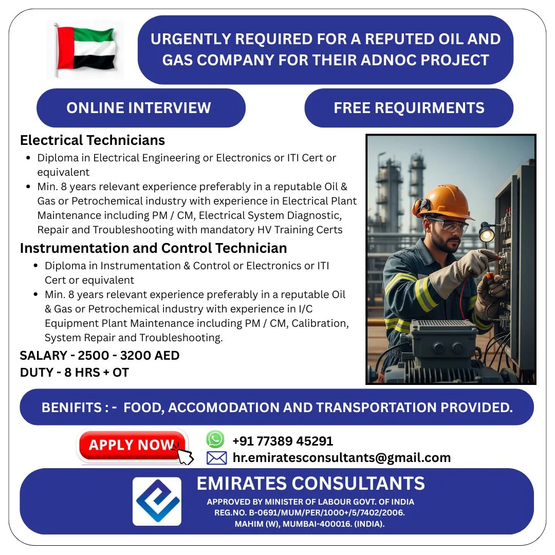 🇦🇪 Your Career on an ADNOC Project: Online Interviews for Electrical & I&C Pros! ⚡
