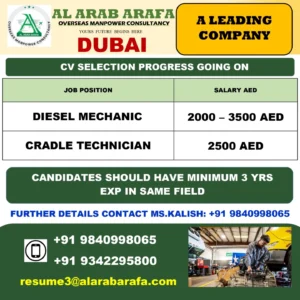 Urgent Job Openings for Diesel Mechanics and Cradle Technicians