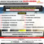 Urgent Job Openings in Saudi Arabia for Building Operation & Maintenance Project