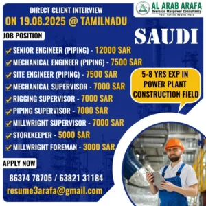 Job Openings in Saudi Arabia for Power Plant Construction
