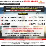Urgent Job Openings for a Civil Construction Project in Saudi Arabia
