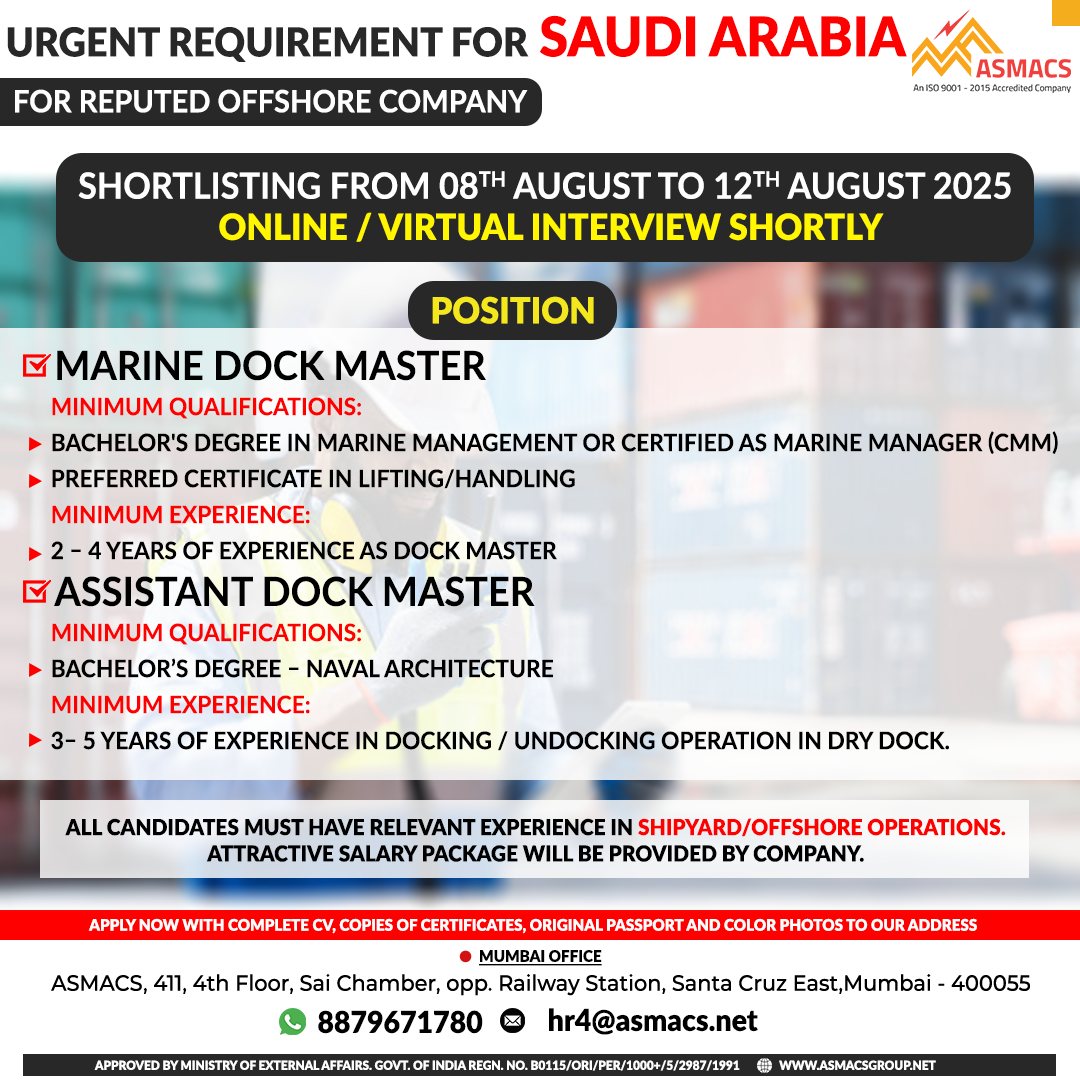 🇸🇦 Urgent Offshore Opportunity in Saudi Arabia! 🇸🇦