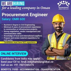 🚀 Urgent Hiring: Procurement Engineer in Oman – Apply Now!