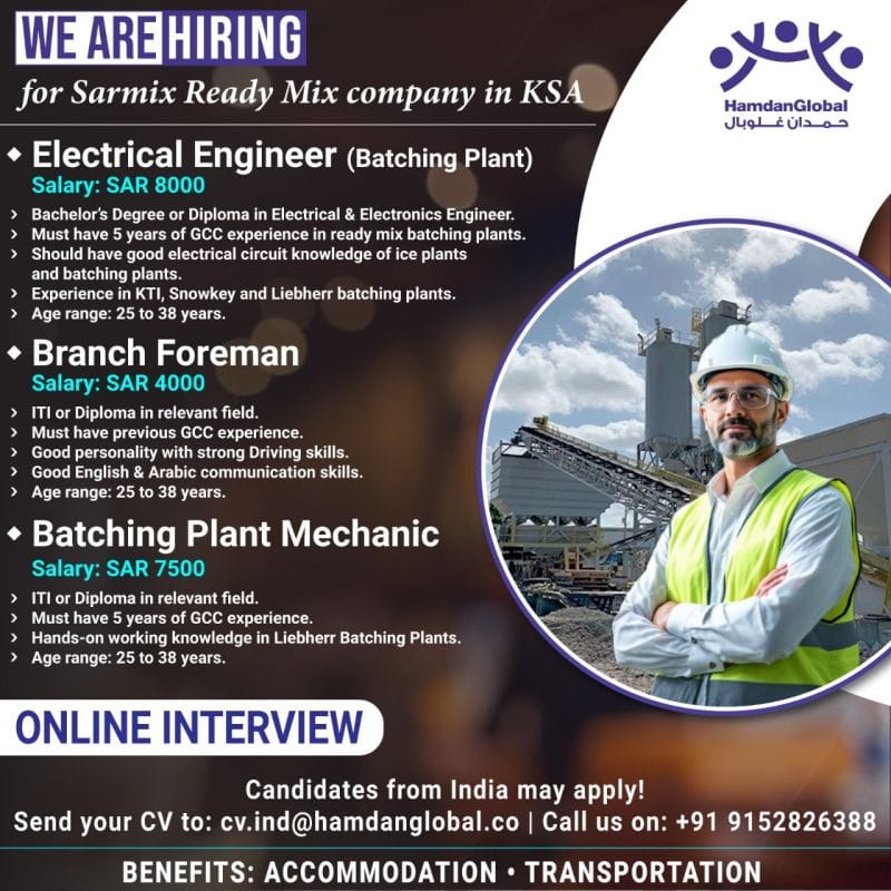 We Are Hiring: Jobs in KSA with Sarmix Ready Mix 👷‍♂️