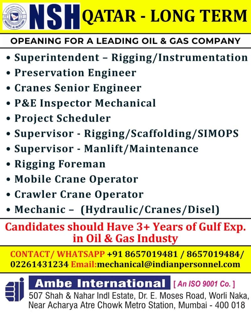 🛠️ NSH Qatar – Long-Term Oil & Gas Openings
