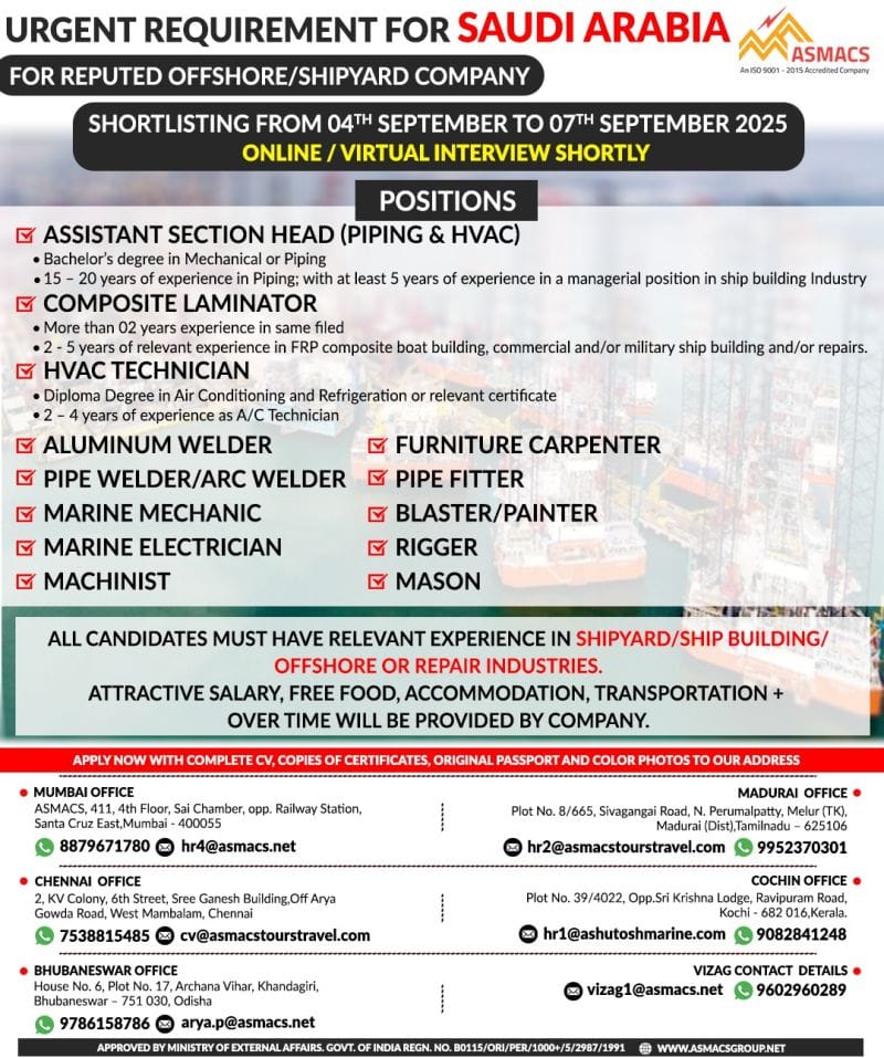 🚢 Urgent Requirement for UAE – Transport & Logistic Company