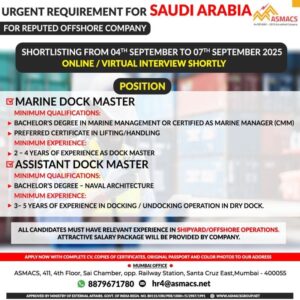 Saudi Arabia Jobs – Marine & Dockyard Vacancies