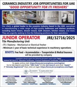 UAE Jobs 2025: ITI Freshers & Experienced Oil & Gas Professionals Wanted