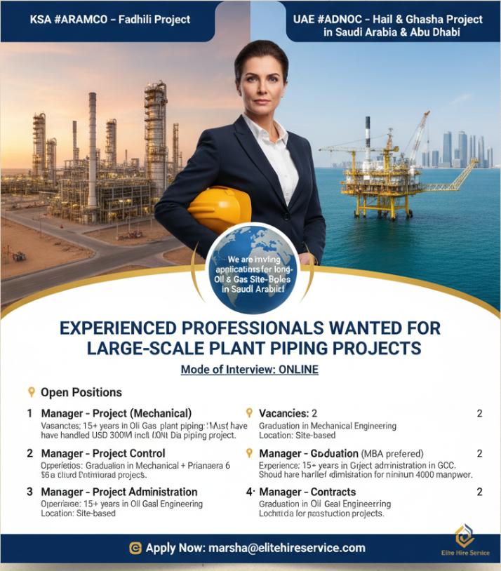 long-term Oil & Gas Site-Based Roles in Saudi Arabia & Abu Dhabi