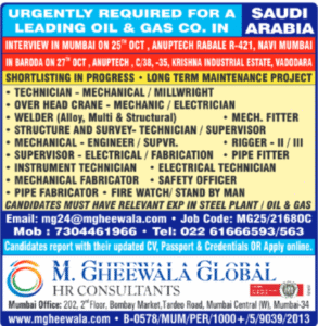 🌍 1. Overseas Job Openings – M. Gheewala Global HR Consultants | Saudi Arabia Oil & Gas Jobs 2025