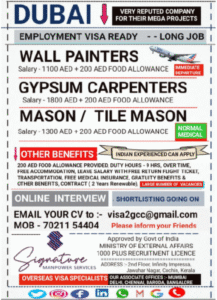 🧱 Dubai Jobs 2025 – Wall Painters, Carpenters & Masons | Long-Term Employment