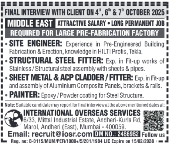 🇦🇪 Abu Dhabi Construction & Maintenance Jobs! Mechanical & Civil Interviews/Tests on 6  th  &7  th   Oct!