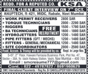 🏗️ Overseas Job Vacancy – KSA (Saudi Arabia) | Final Interview October 2025